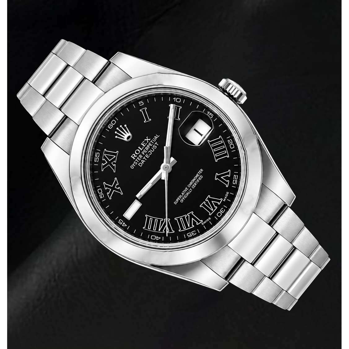 Rolex Datejust 116300 41 mm Orologio in Acciaio Inossidabile con Quadrante Nero con Numeri Romani