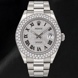 Rolex Datejust 116300 41 mm Orologio in Acciaio Inossidabile con Quadrante Pavé di Diamanti e Numeri Romani