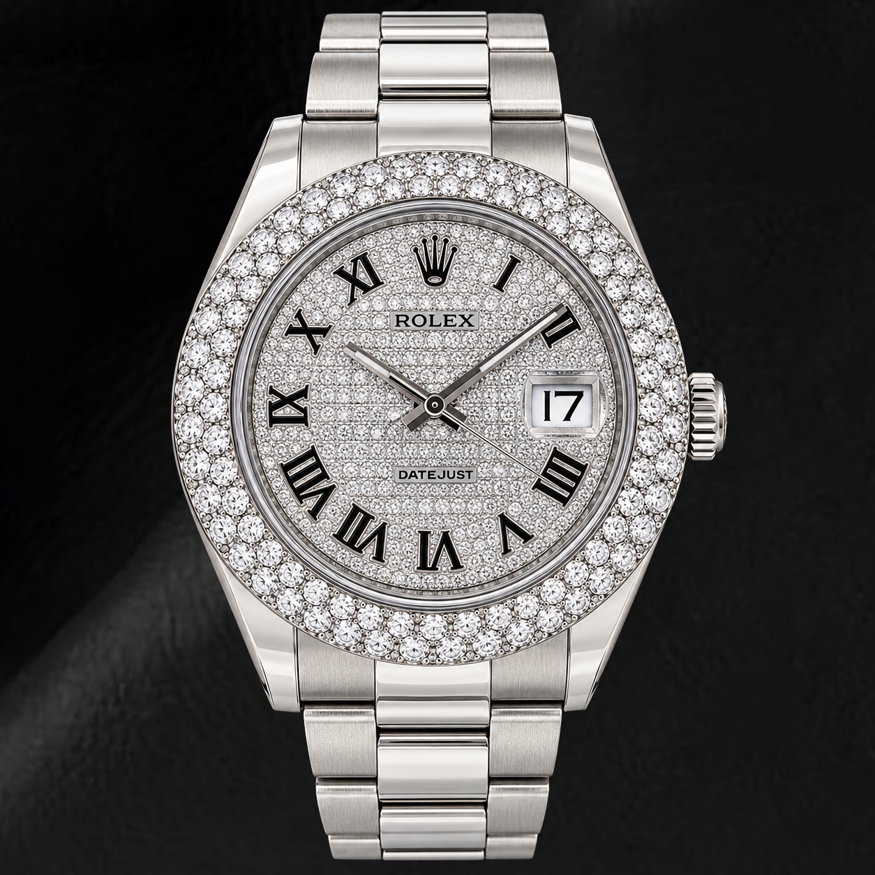 Rolex Datejust 116300 41 mm Orologio in Acciaio Inossidabile con Quadrante Pavé di Diamanti e Numeri Romani