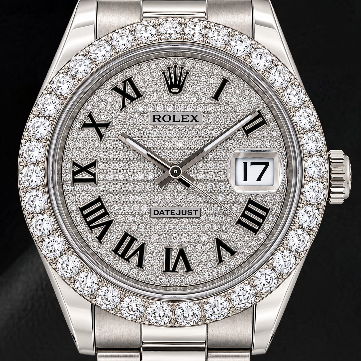 Rolex Datejust 116300 41 mm Orologio in Acciaio Inossidabile con Quadrante Pavé di Diamanti e Numeri Romani
