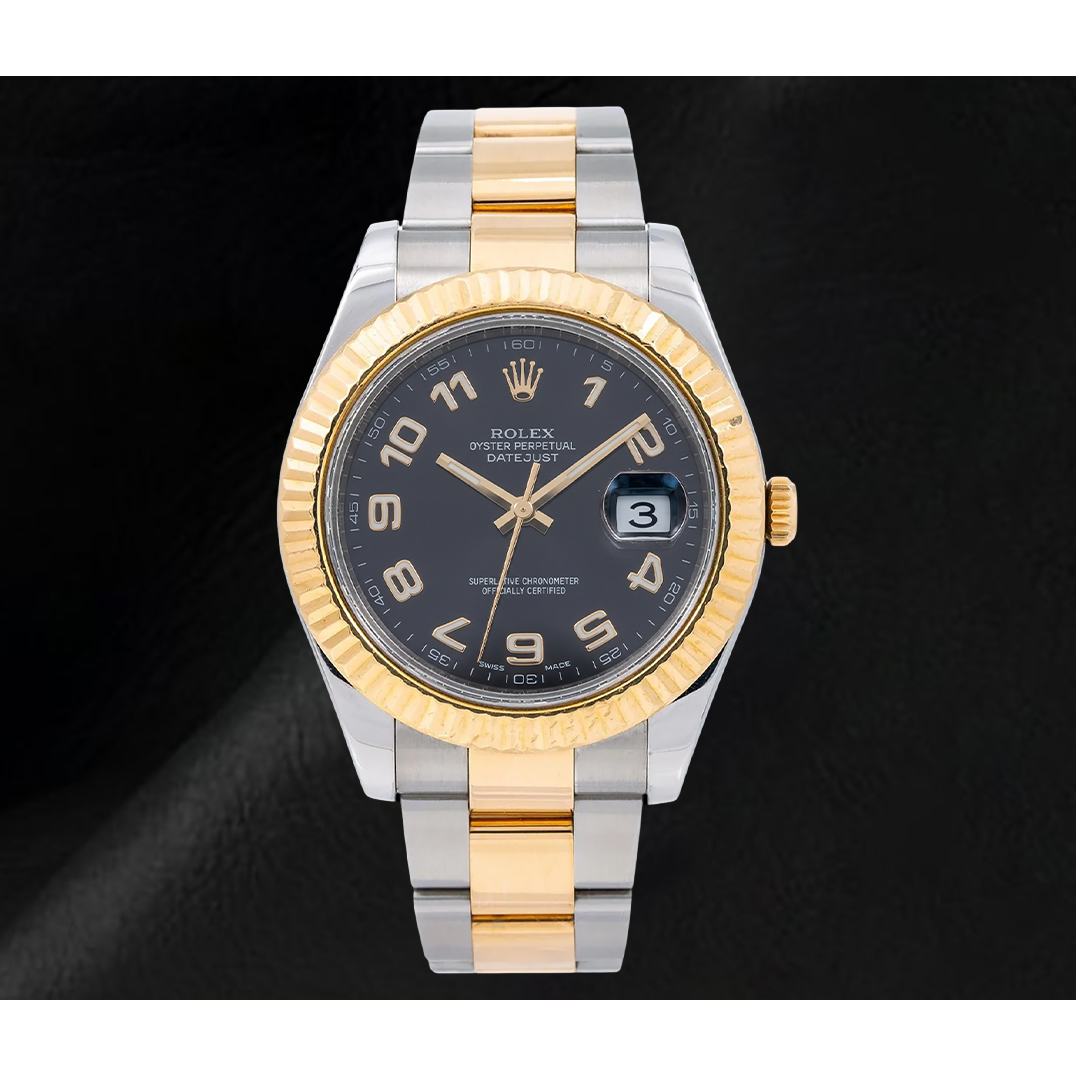 Rolex Datejust 116333 Orologio 41 mm Bicolore con Quadrante Nero e Numeri Arabi