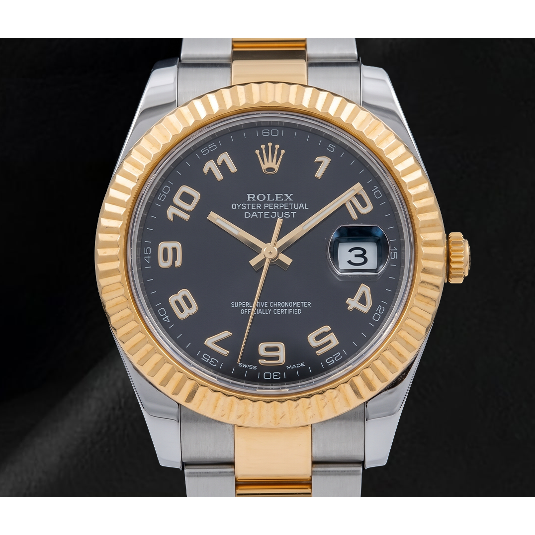 Rolex Datejust 116333 Orologio 41 mm Bicolore con Quadrante Nero e Numeri Arabi