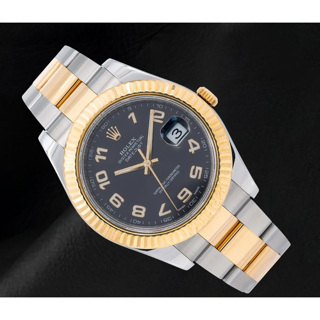 Rolex Datejust 116333 Orologio 41 mm Bicolore con Quadrante Nero e Numeri Arabi