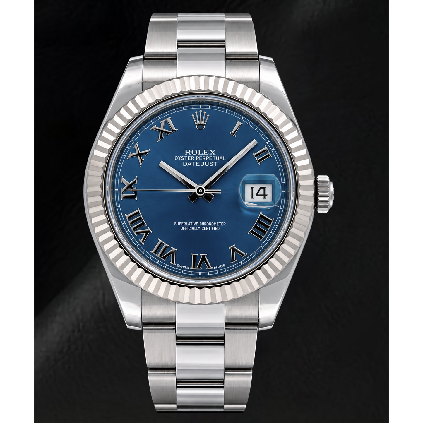 Rolex Datejust 116334 41 mm Orologio in Oro e Acciaio Inossidabile con Quadrante Blu con Numeri Romani