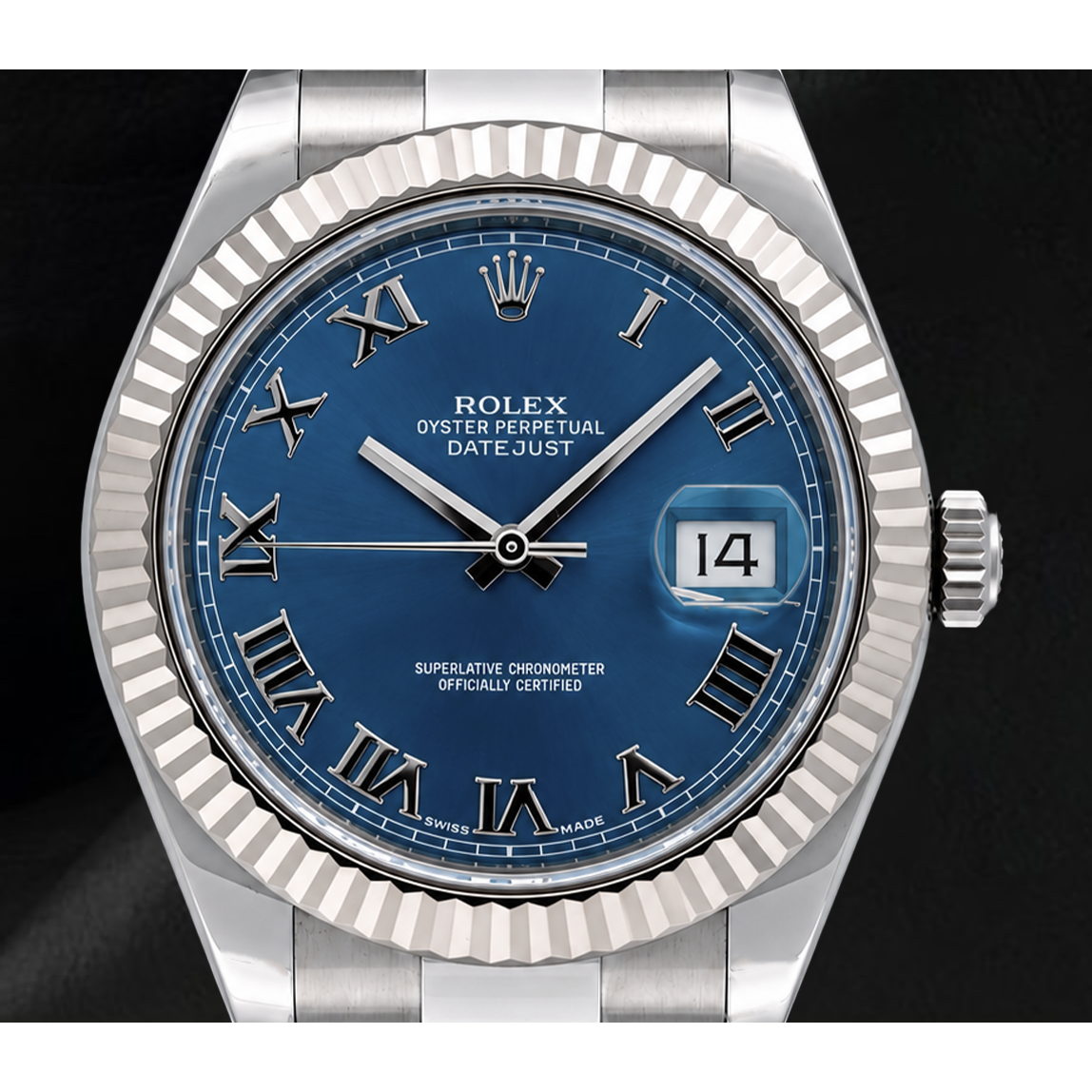 Rolex Datejust 116334 41 mm Orologio in Oro e Acciaio Inossidabile con Quadrante Blu con Numeri Romani