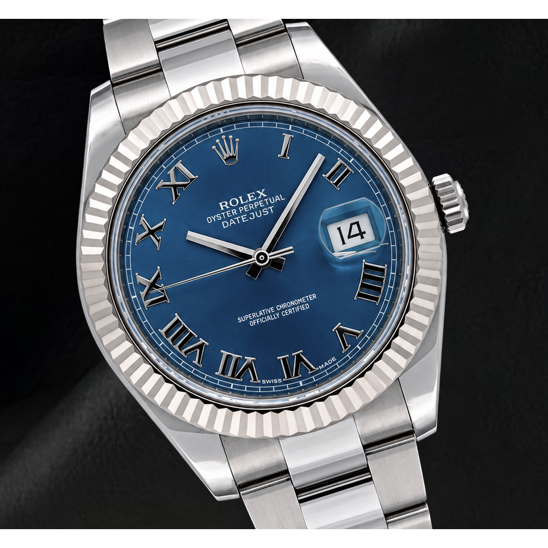 Rolex Datejust 116334 41 mm Orologio in Oro e Acciaio Inossidabile con Quadrante Blu con Numeri Romani
