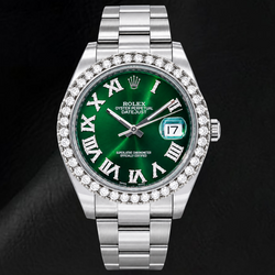Rolex Datejust 126300 41 mm Orologio in Acciaio Inossidabile con Quadrante con Diamanti Verde e Numeri Romani