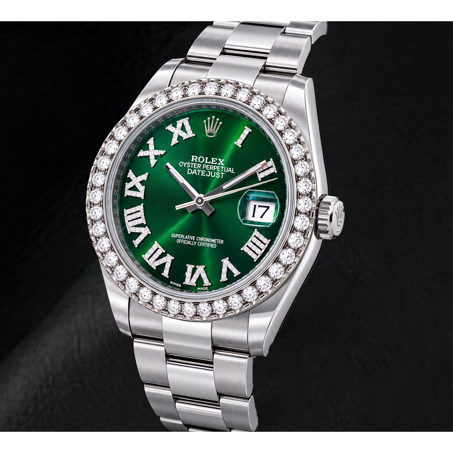 Rolex Datejust 126300 41 mm Orologio in Acciaio Inossidabile con Quadrante con Diamanti Verde e Numeri Romani