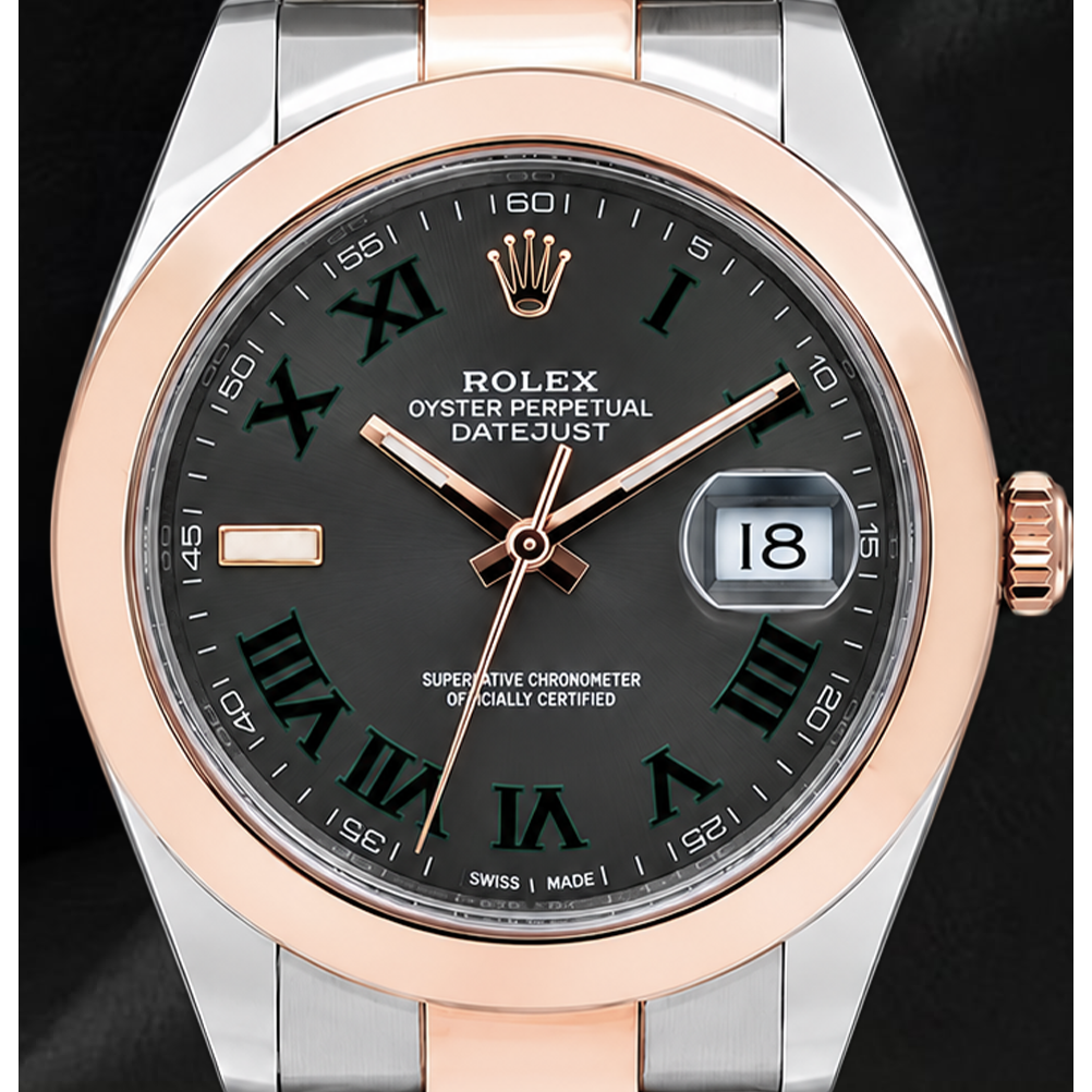 Rolex Datejust 126301 41 mm Orologio Bicolore con Quadrante Grigio con Numeri Romani