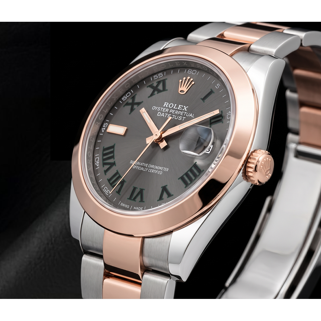 Rolex Datejust 126301 41 mm Orologio Bicolore con Quadrante Grigio con Numeri Romani