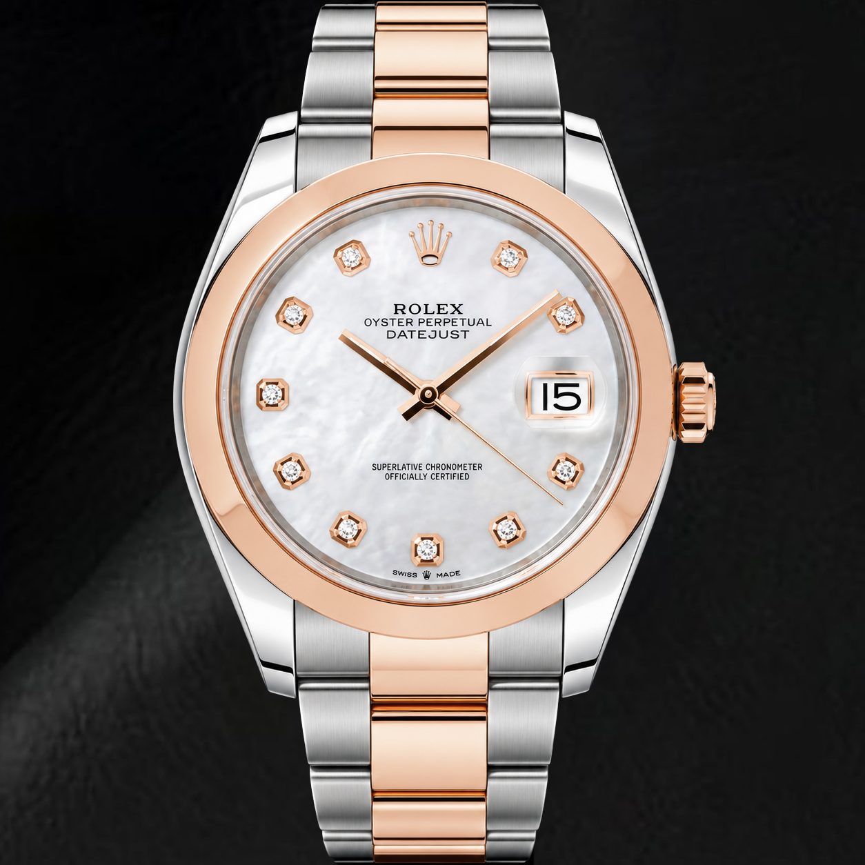 Rolex Datejust 126301 41mm Orologio Bicolore Quadrante con Diamanti in Madreperla Bianca
