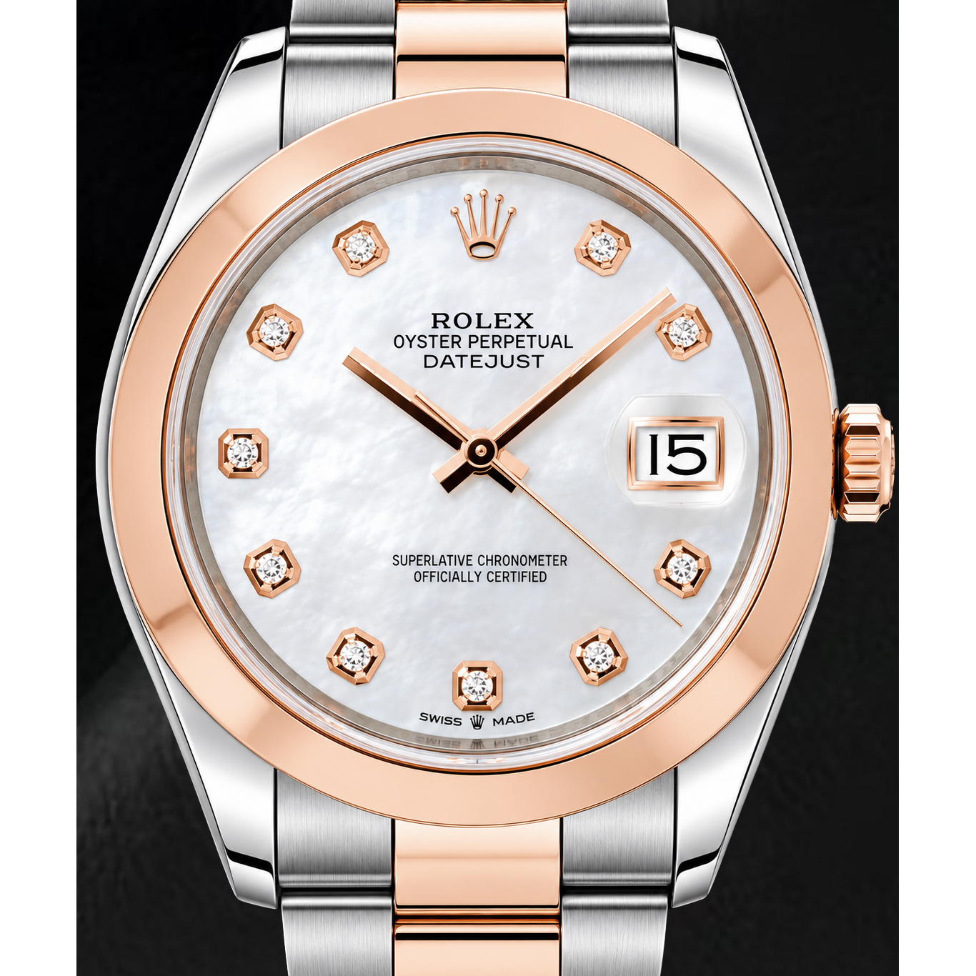 Rolex Datejust 126301 41mm Orologio Bicolore Quadrante con Diamanti in Madreperla Bianca