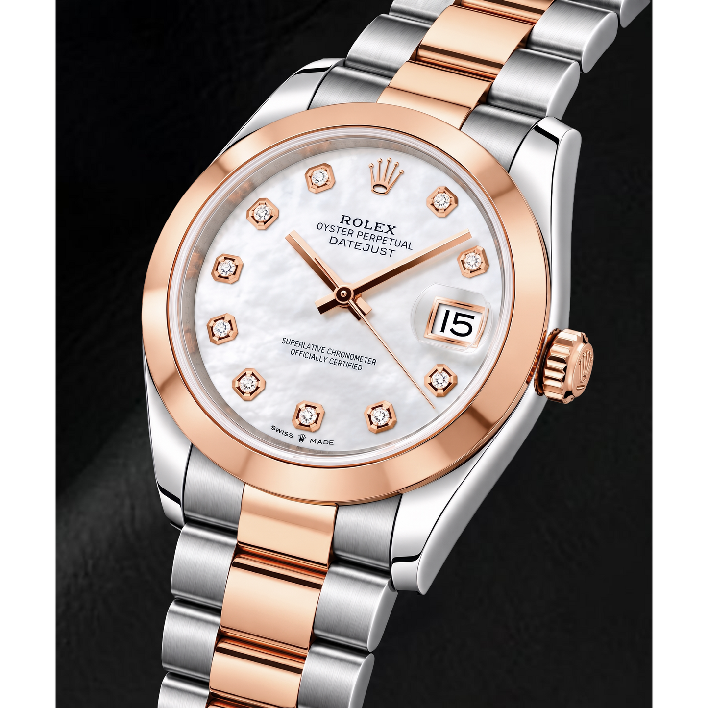Rolex Datejust 126301 41mm Orologio Bicolore Quadrante con Diamanti in Madreperla Bianca