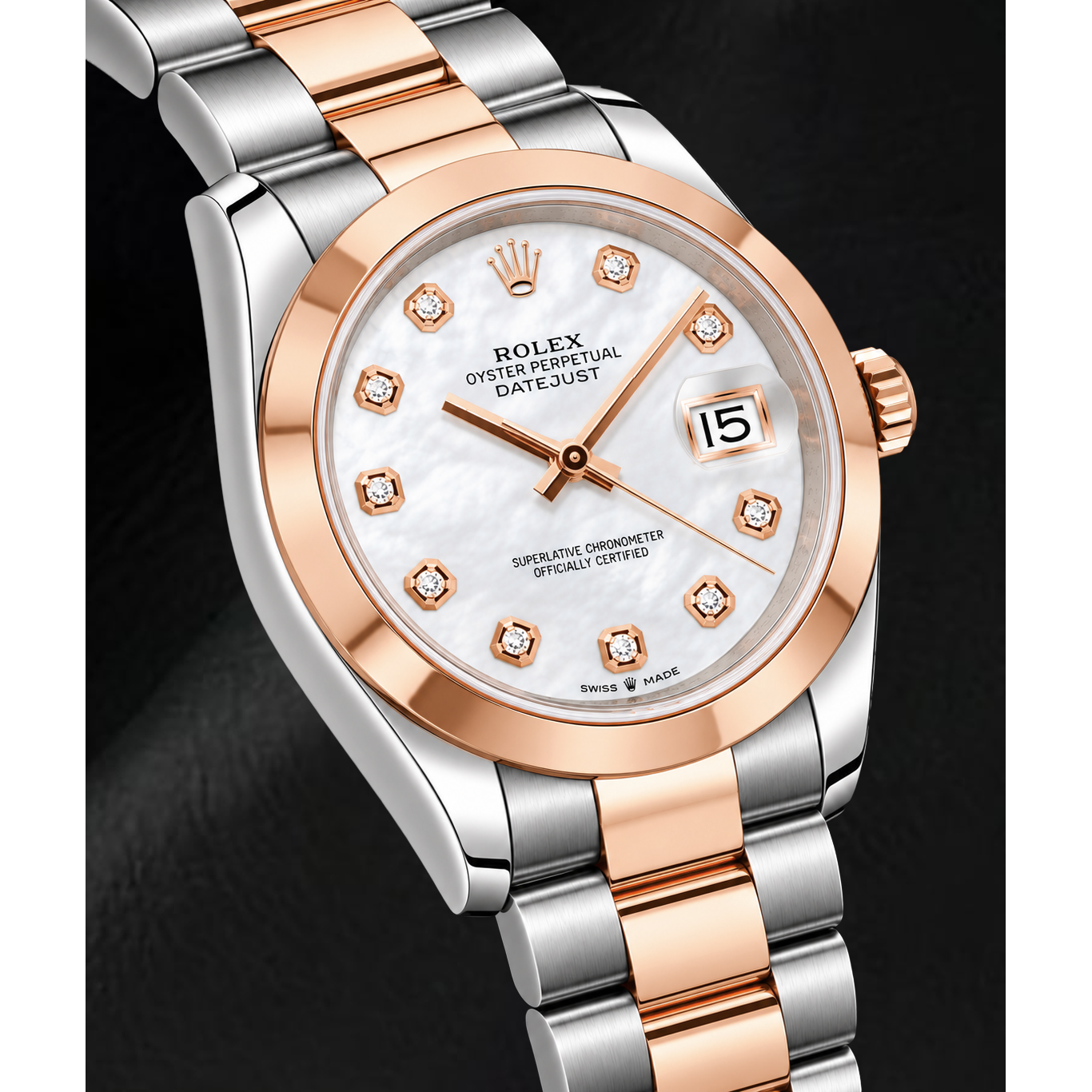 Rolex Datejust 126301 41mm Orologio Bicolore Quadrante con Diamanti in Madreperla Bianca