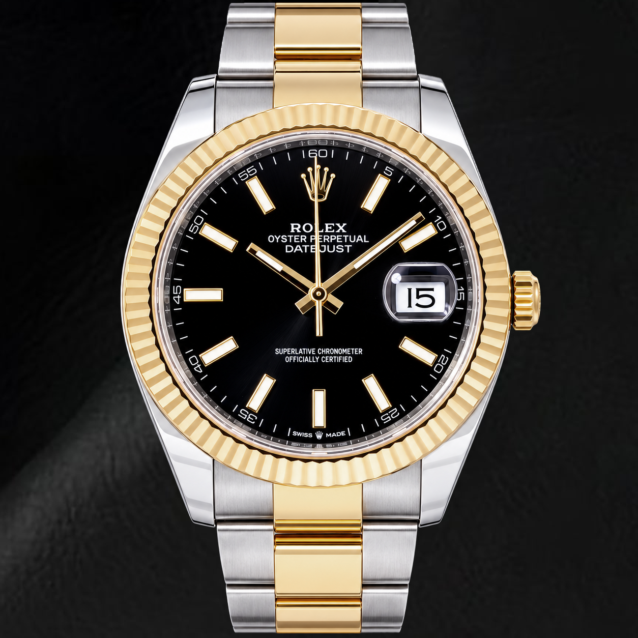 Rolex Datejust 126333 41 mm Orologio Bicolore con Quadrante Nero Luminescente