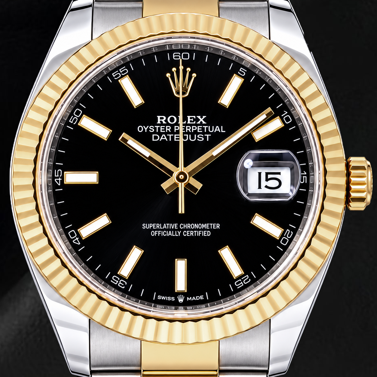 Rolex Datejust 126333 41 mm Orologio Bicolore con Quadrante Nero Luminescente