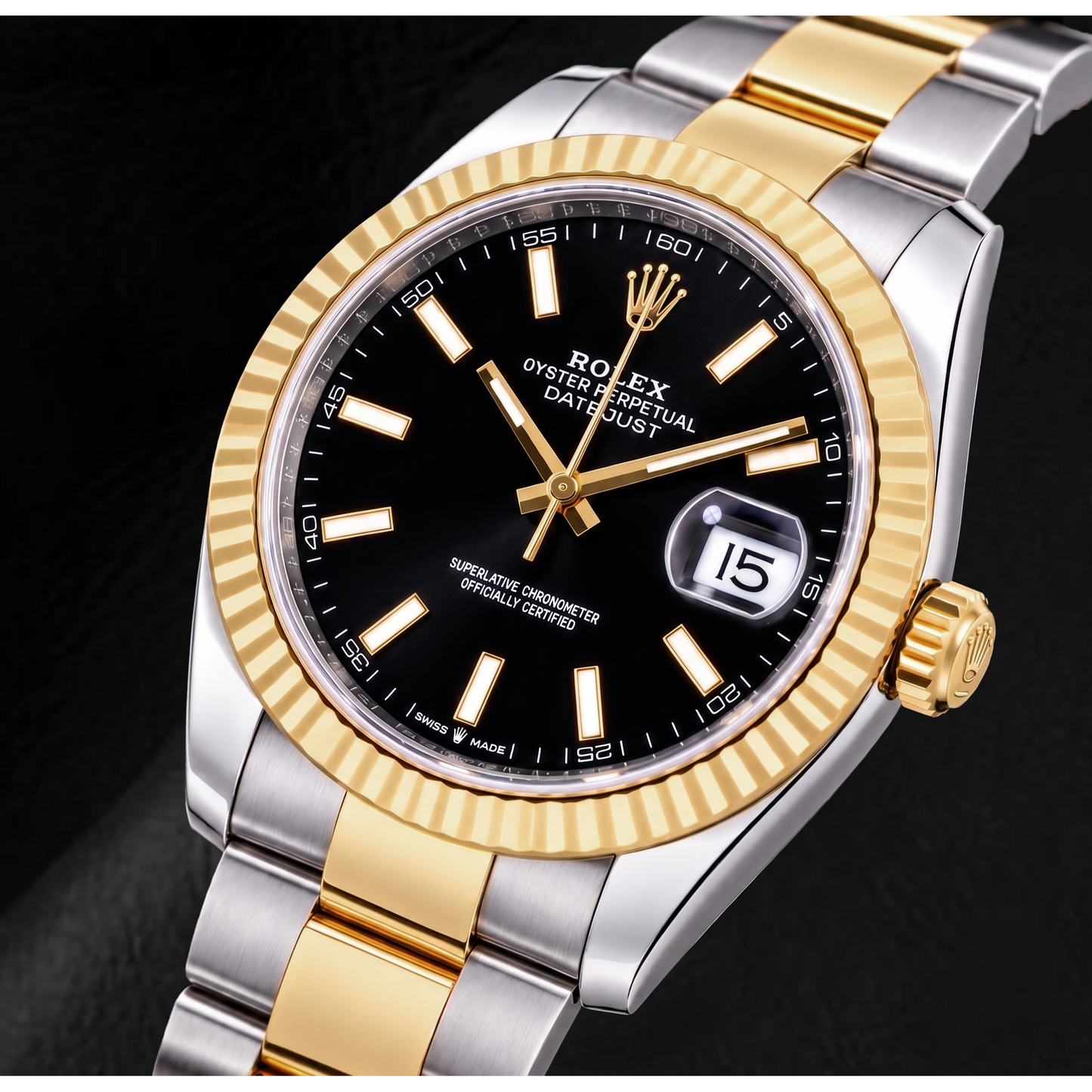 Rolex Datejust 126333 41 mm Orologio Bicolore con Quadrante Nero Luminescente