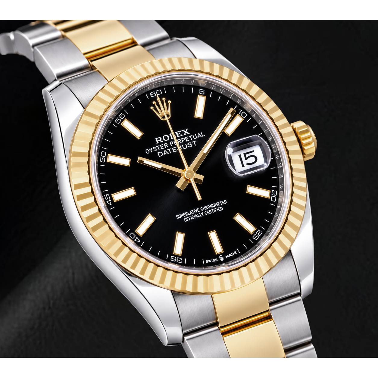 Rolex Datejust 126333 41 mm Orologio Bicolore con Quadrante Nero Luminescente