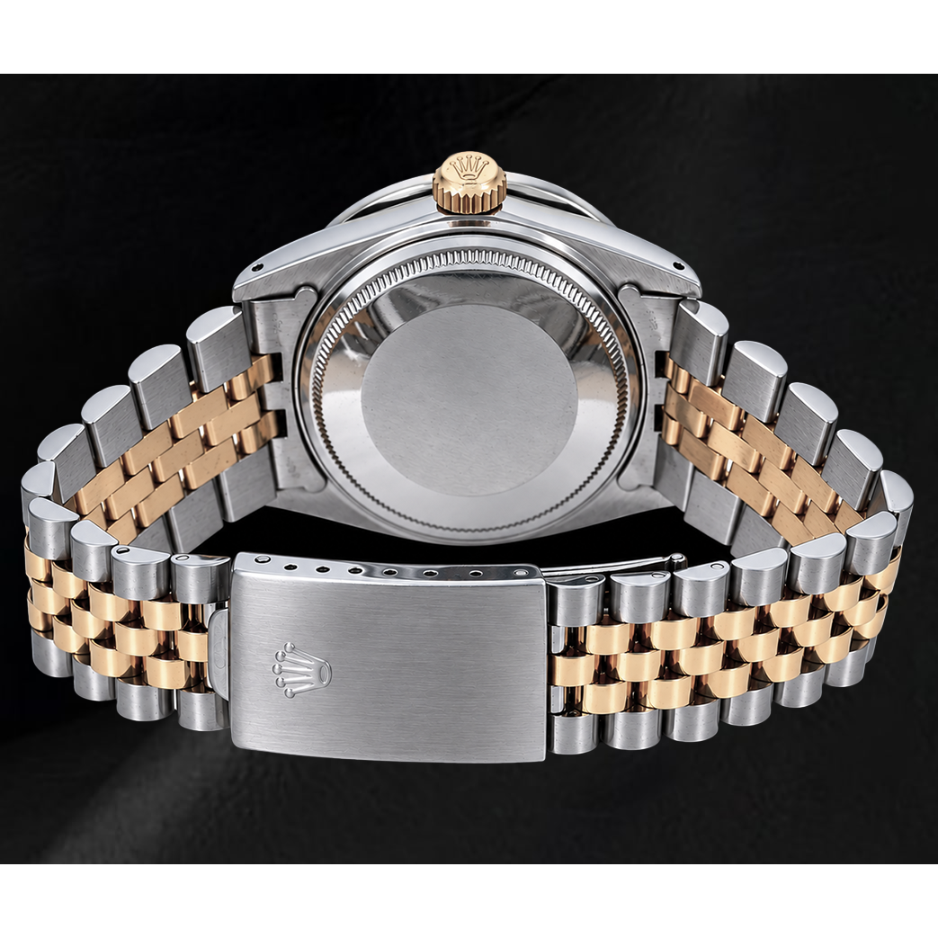 Rolex Datejust 1601 36 mm Orologio Bicolore Quadrante con Diamanti Verde e Numeri Romani