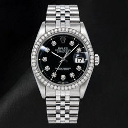 Rolex Datejust 1601 36 mm Orologio in Acciaio Inossidabile con Quadrante con Diamanti Nero