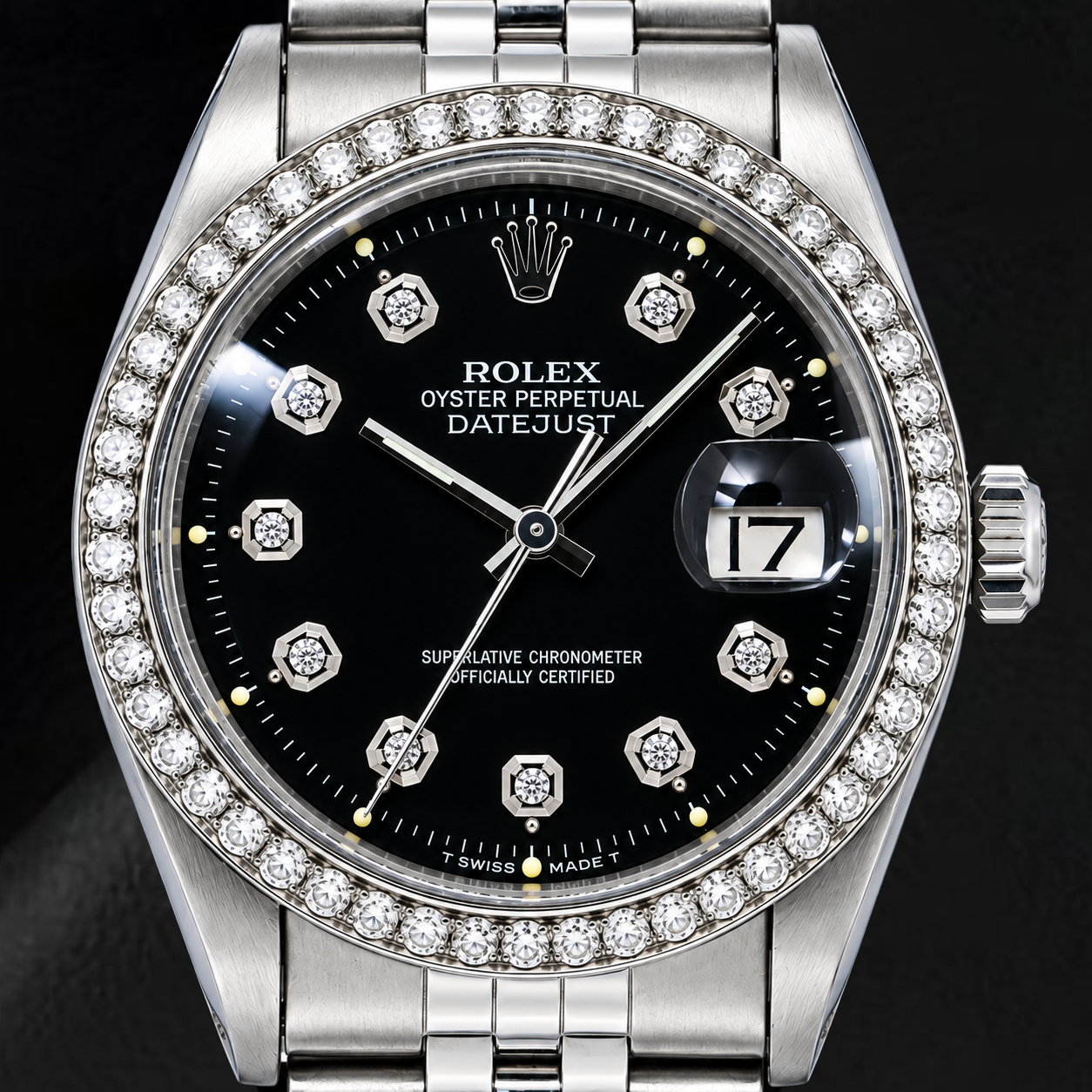 Rolex Datejust 1601 36 mm Orologio in Acciaio Inossidabile con Quadrante con Diamanti Nero