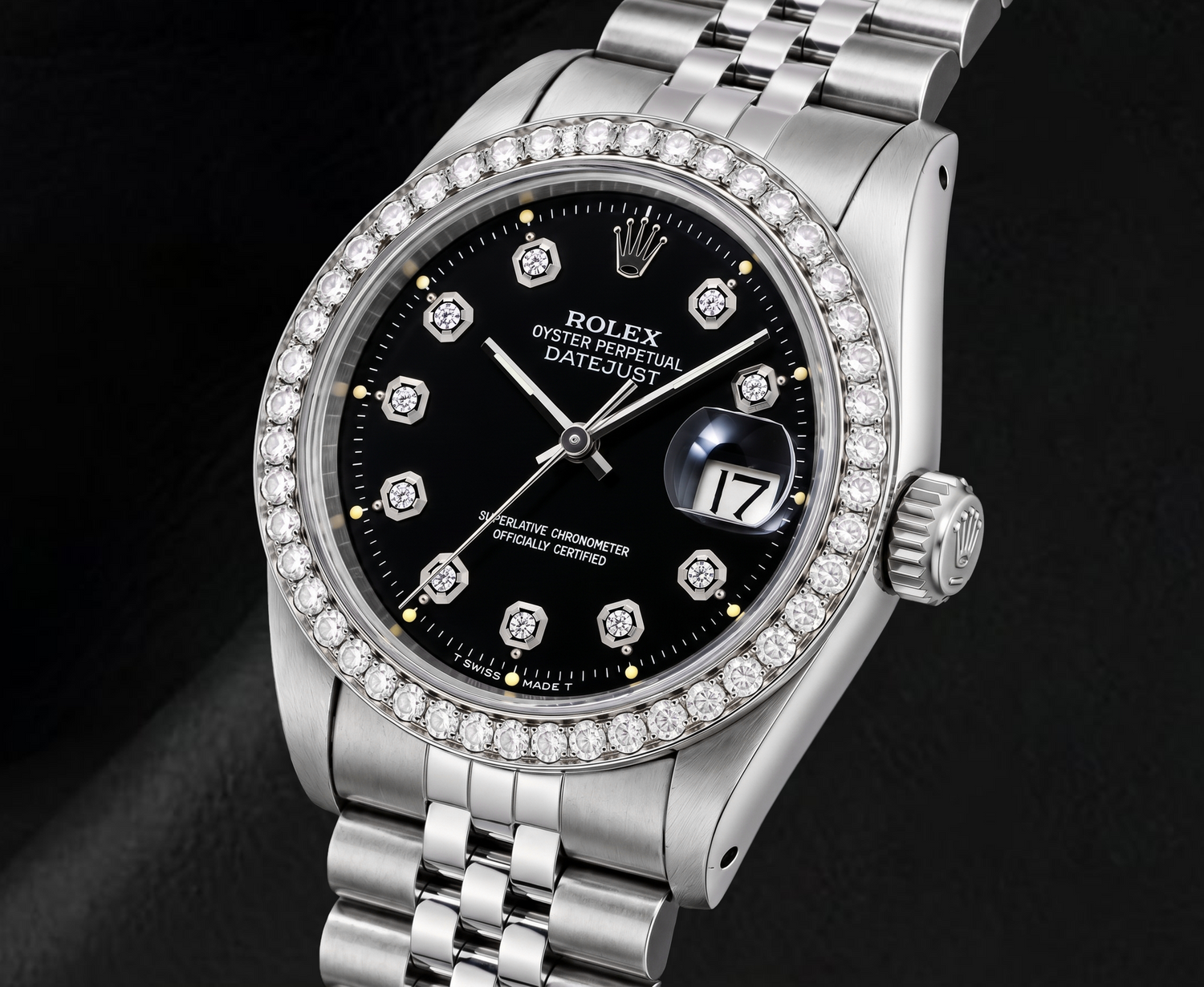 Rolex Datejust 1601 36 mm Orologio in Acciaio Inossidabile con Quadrante con Diamanti Nero