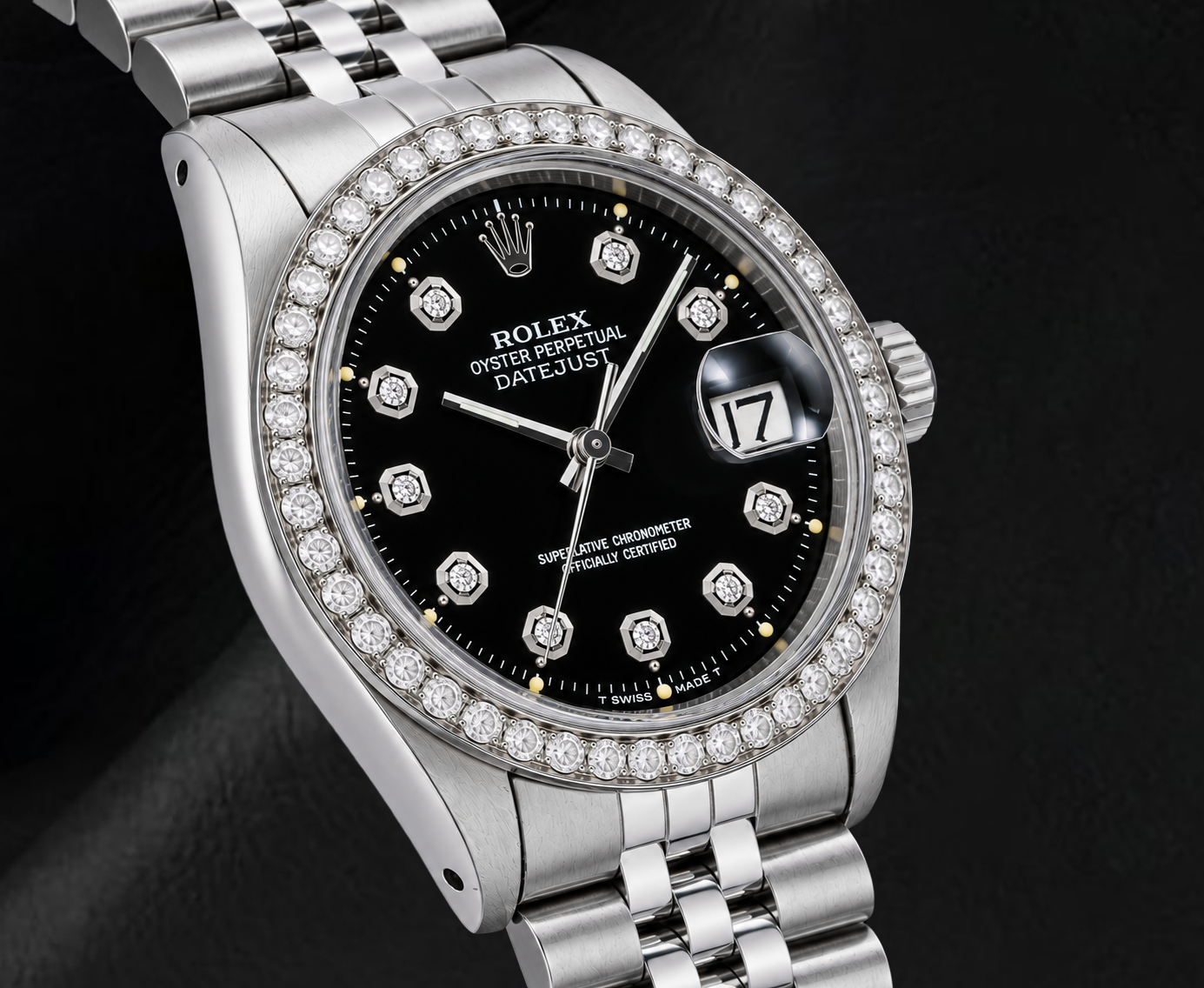 Rolex Datejust 1601 36 mm Orologio in Acciaio Inossidabile con Quadrante con Diamanti Nero