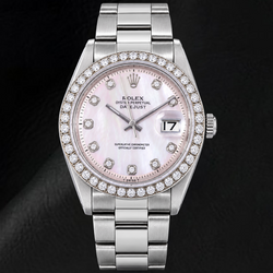 Rolex Datejust 1601 36mm Orologio in Acciaio Inossidabile Quadrante con Diamanti in Madreperla Rosa