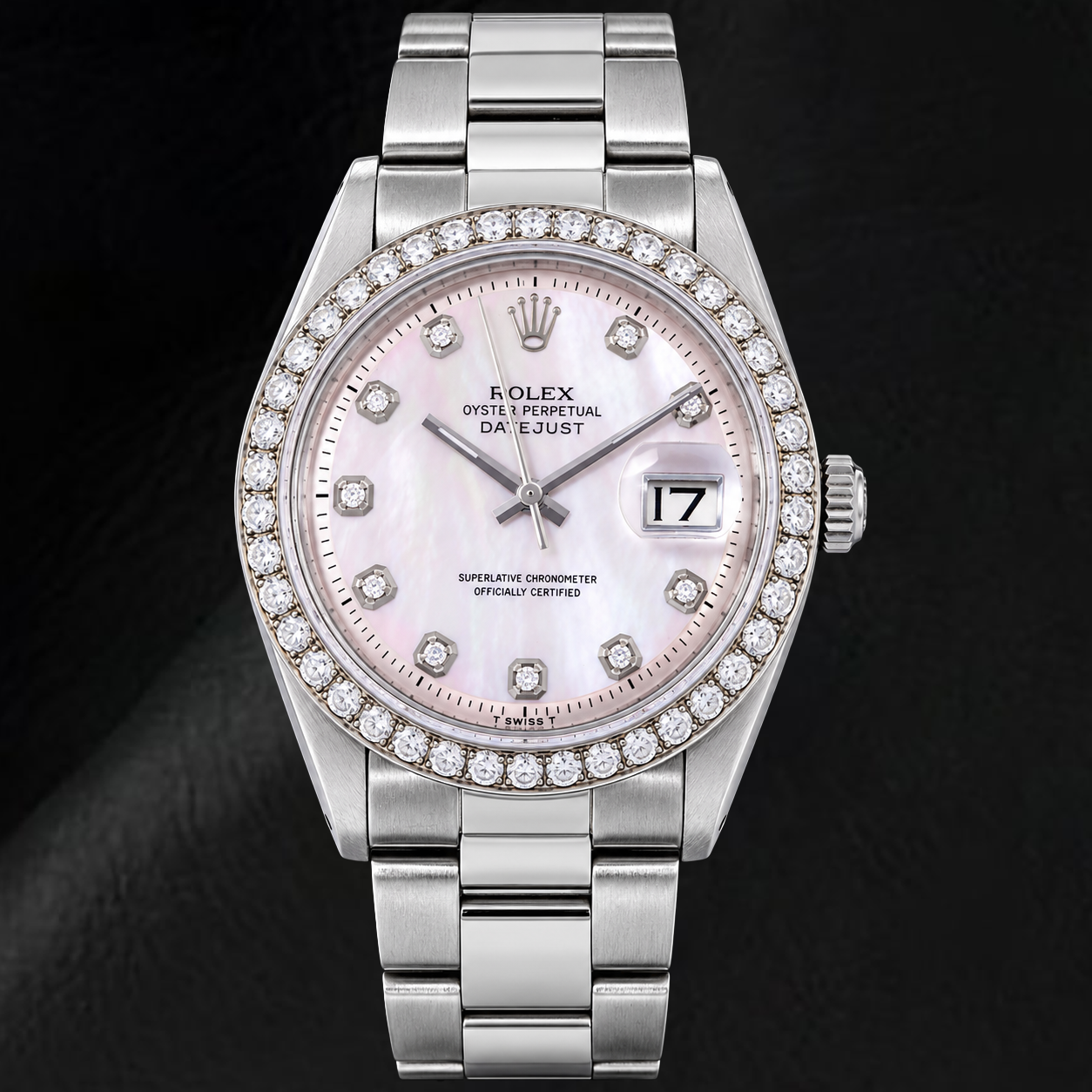 Rolex Datejust 1601 36mm Orologio in Acciaio Inossidabile Quadrante con Diamanti in Madreperla Rosa