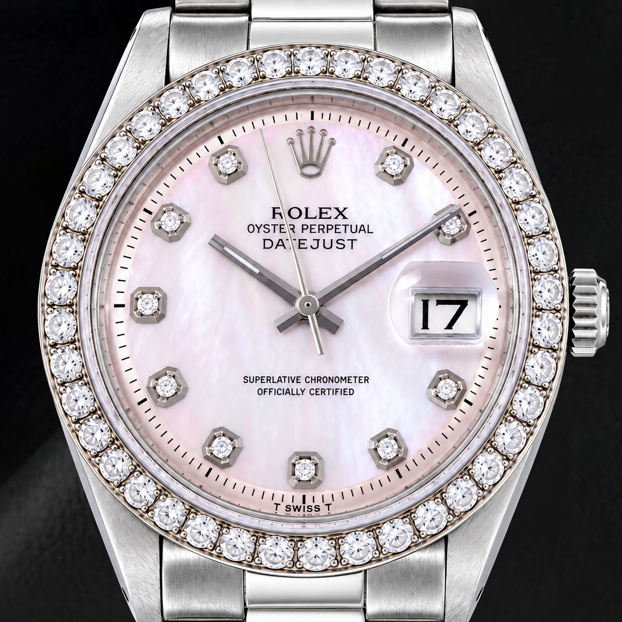 Rolex Datejust 1601 36mm Orologio in Acciaio Inossidabile Quadrante con Diamanti in Madreperla Rosa