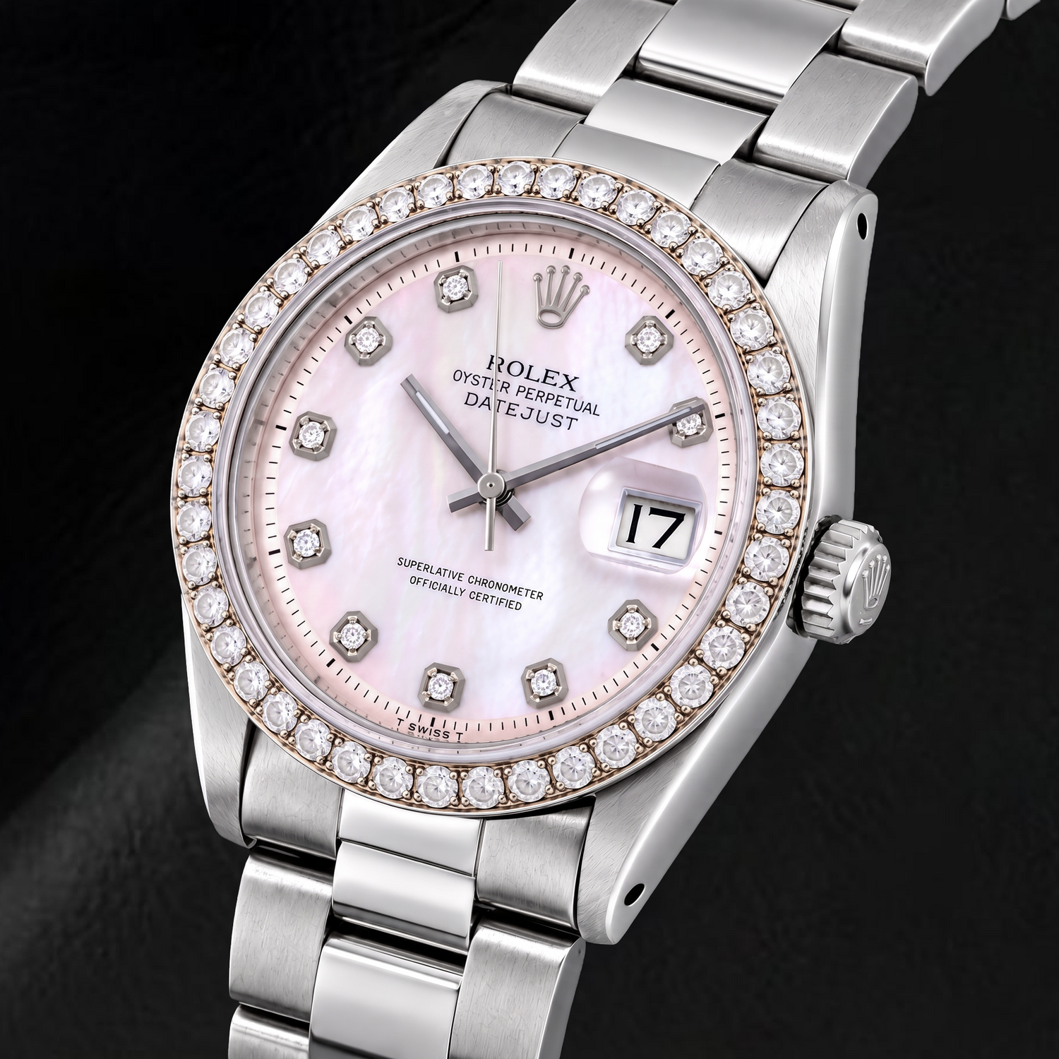 Rolex Datejust 1601 36mm Orologio in Acciaio Inossidabile Quadrante con Diamanti in Madreperla Rosa
