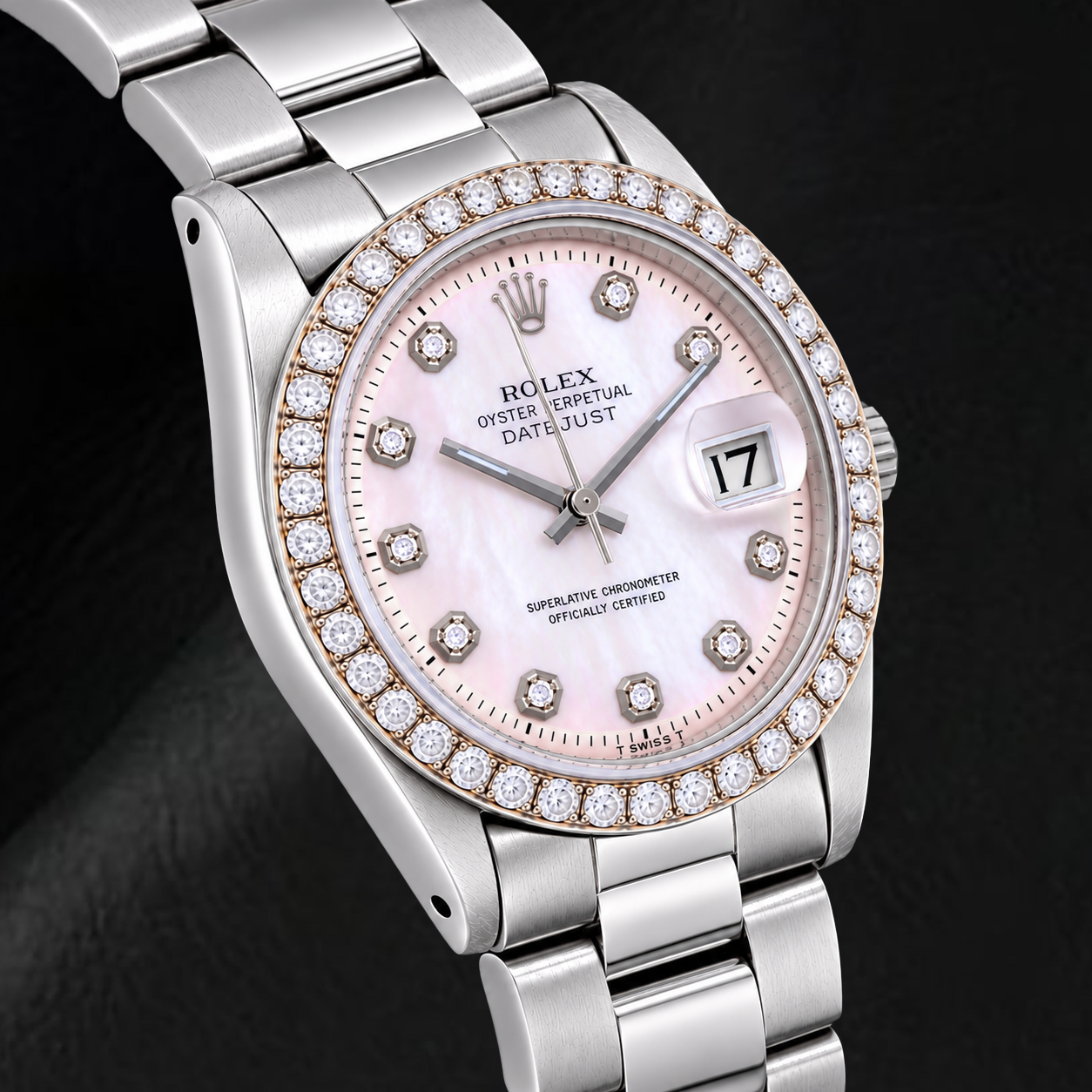 Rolex Datejust 1601 36mm Orologio in Acciaio Inossidabile Quadrante con Diamanti in Madreperla Rosa