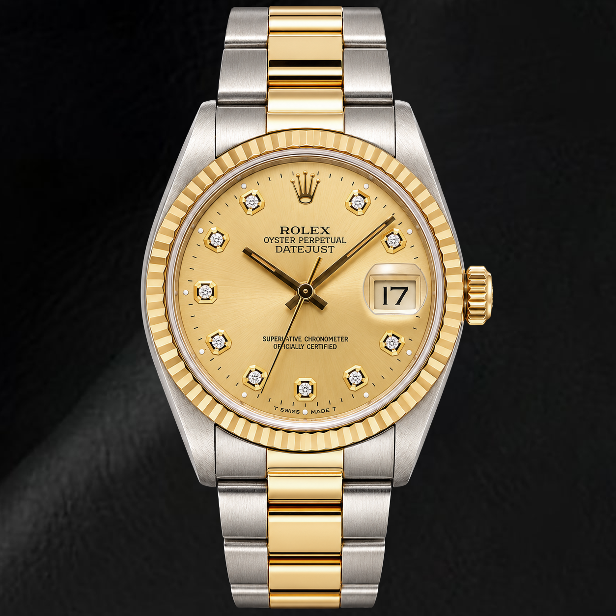 Rolex Datejust 16013 36 mm Orologio Bicolore Quadrante Champagne con Diamanti