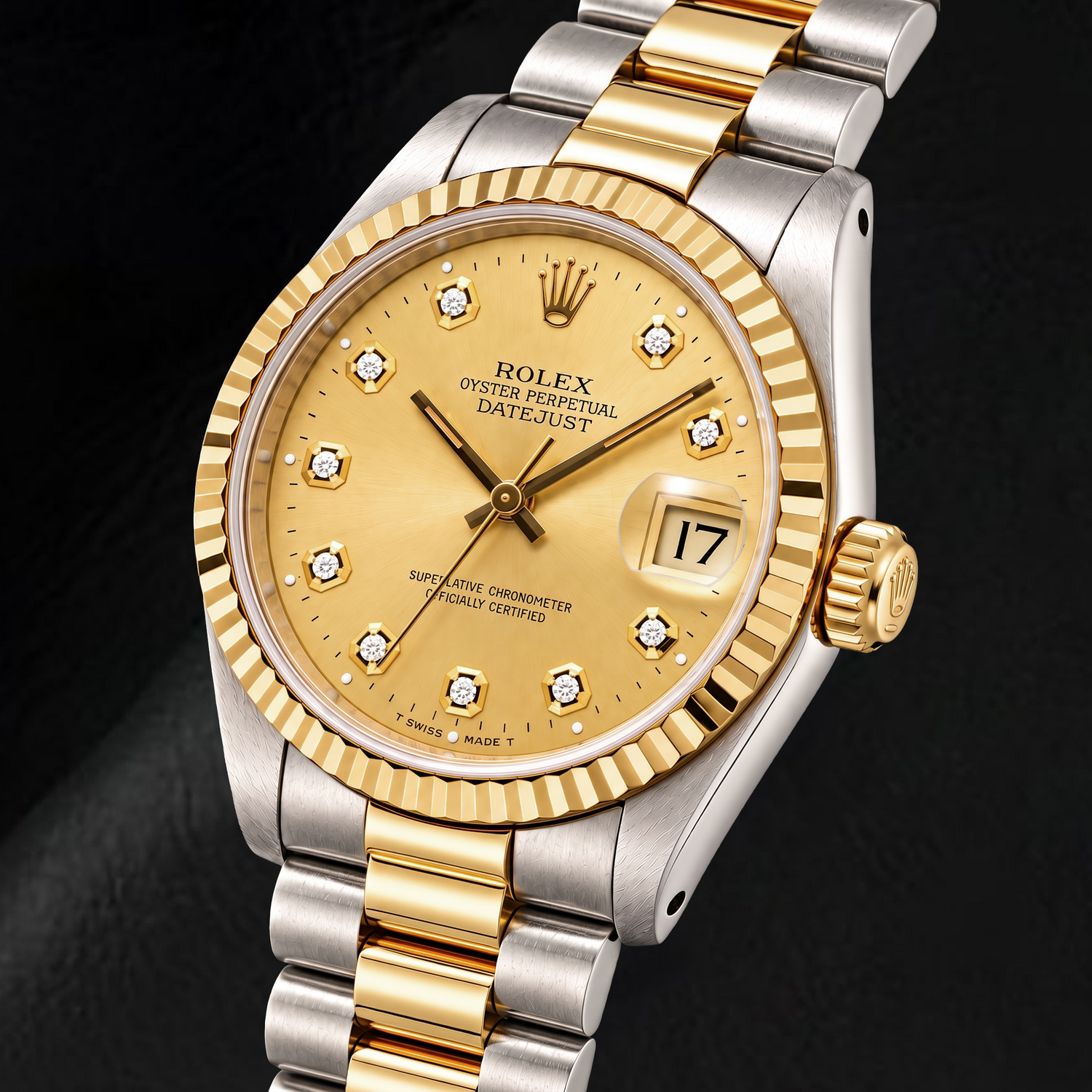 Rolex Datejust 16013 36 mm Orologio Bicolore Quadrante Champagne con Diamanti