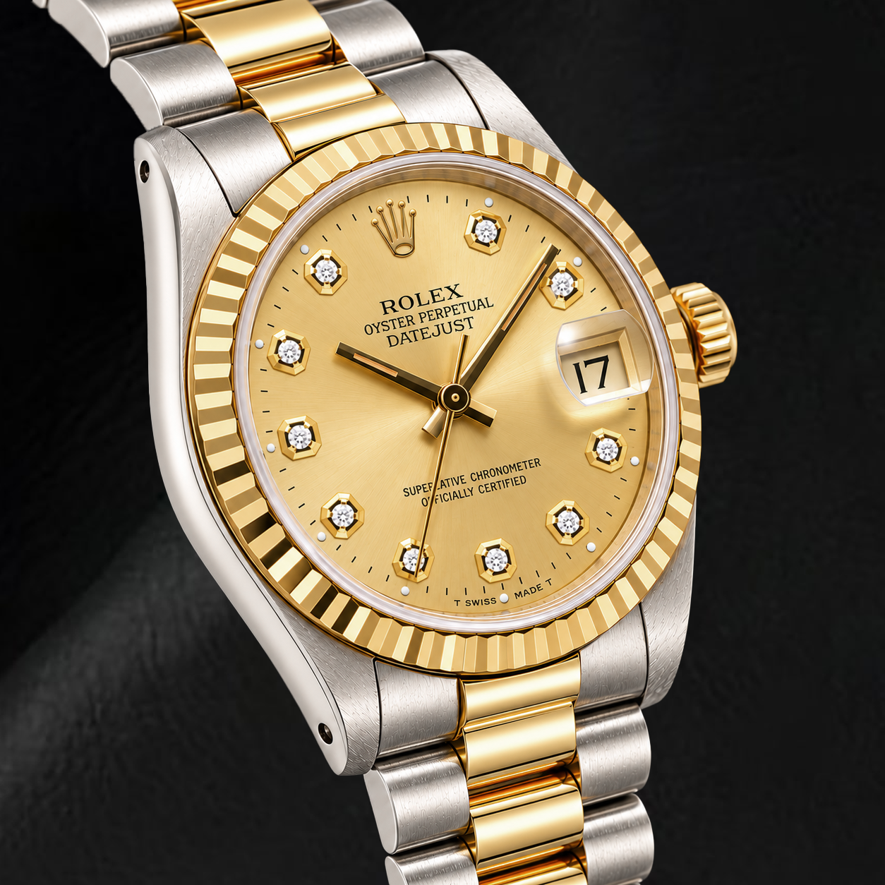 Rolex Datejust 16013 36 mm Orologio Bicolore Quadrante Champagne con Diamanti