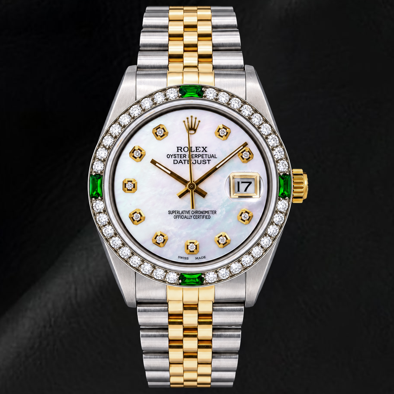 Rolex Datejust 16013 36 mm Orologio Bicolore Quadrante con Diamanti in Madreperla Bianca