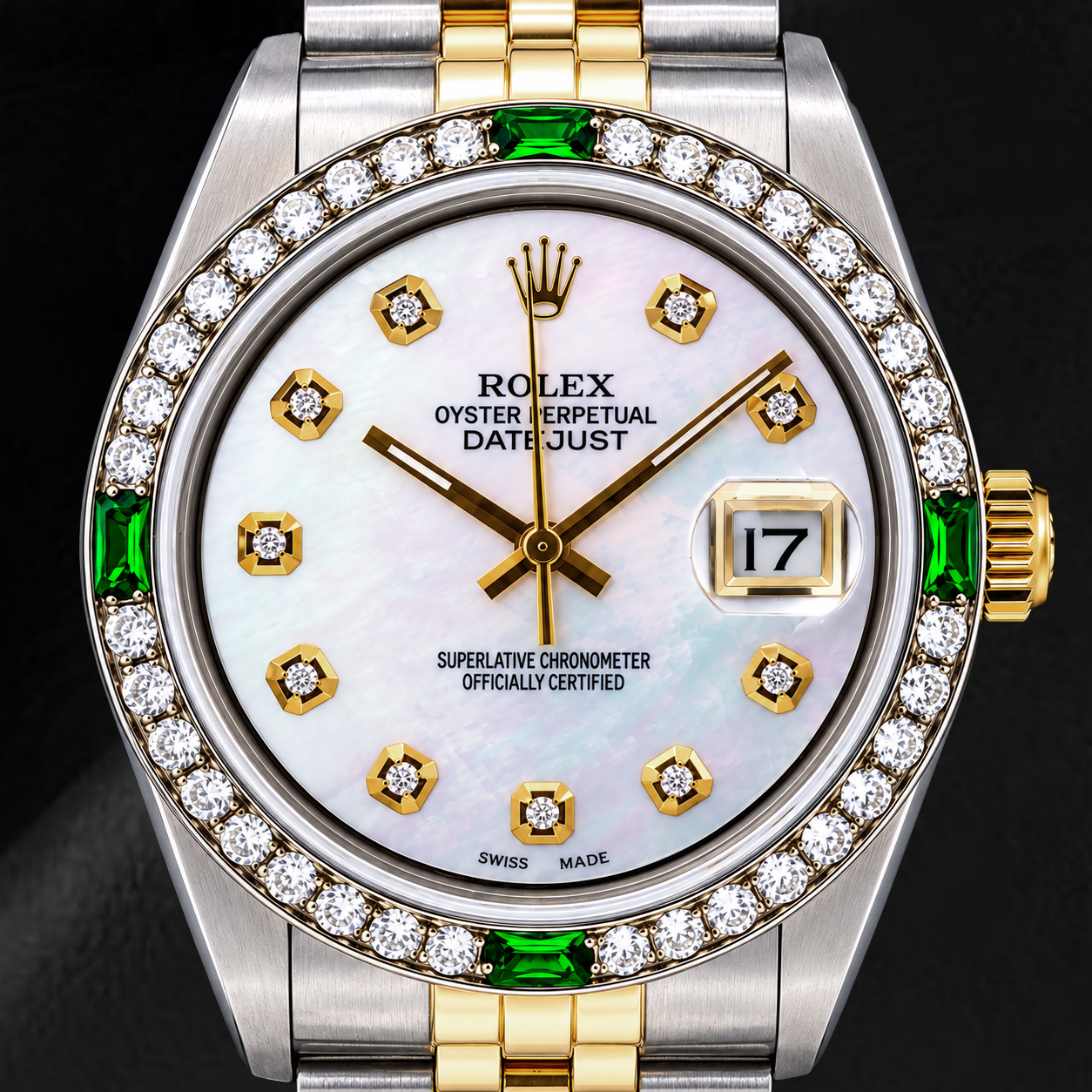 Rolex Datejust 16013 36 mm Orologio Bicolore Quadrante con Diamanti in Madreperla Bianca