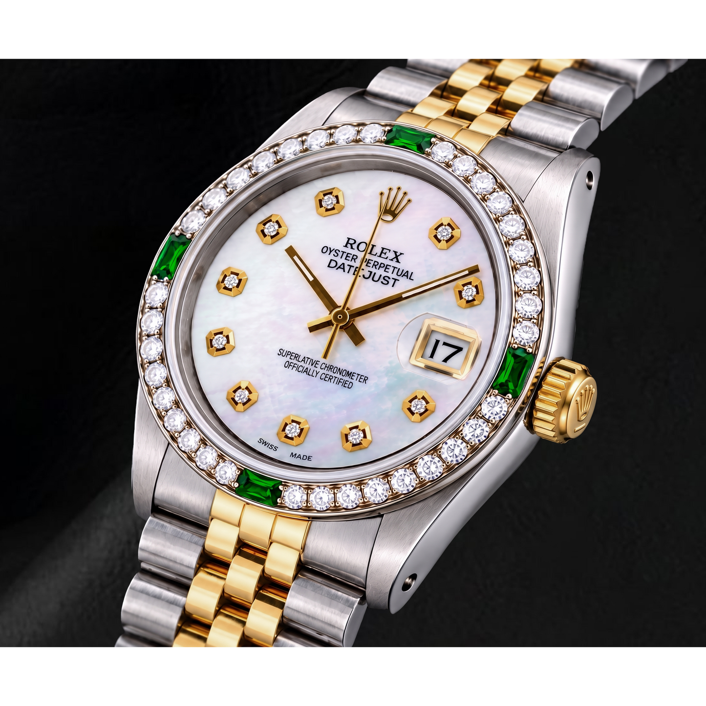 Rolex Datejust 16013 36 mm Orologio Bicolore Quadrante con Diamanti in Madreperla Bianca