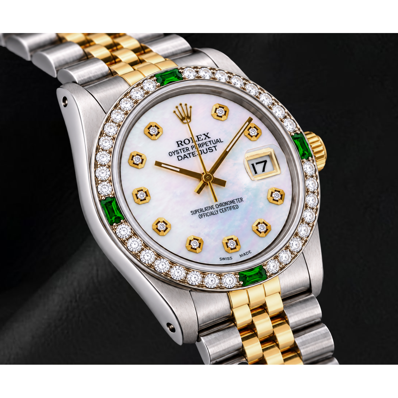 Rolex Datejust 16013 36 mm Orologio Bicolore Quadrante con Diamanti in Madreperla Bianca