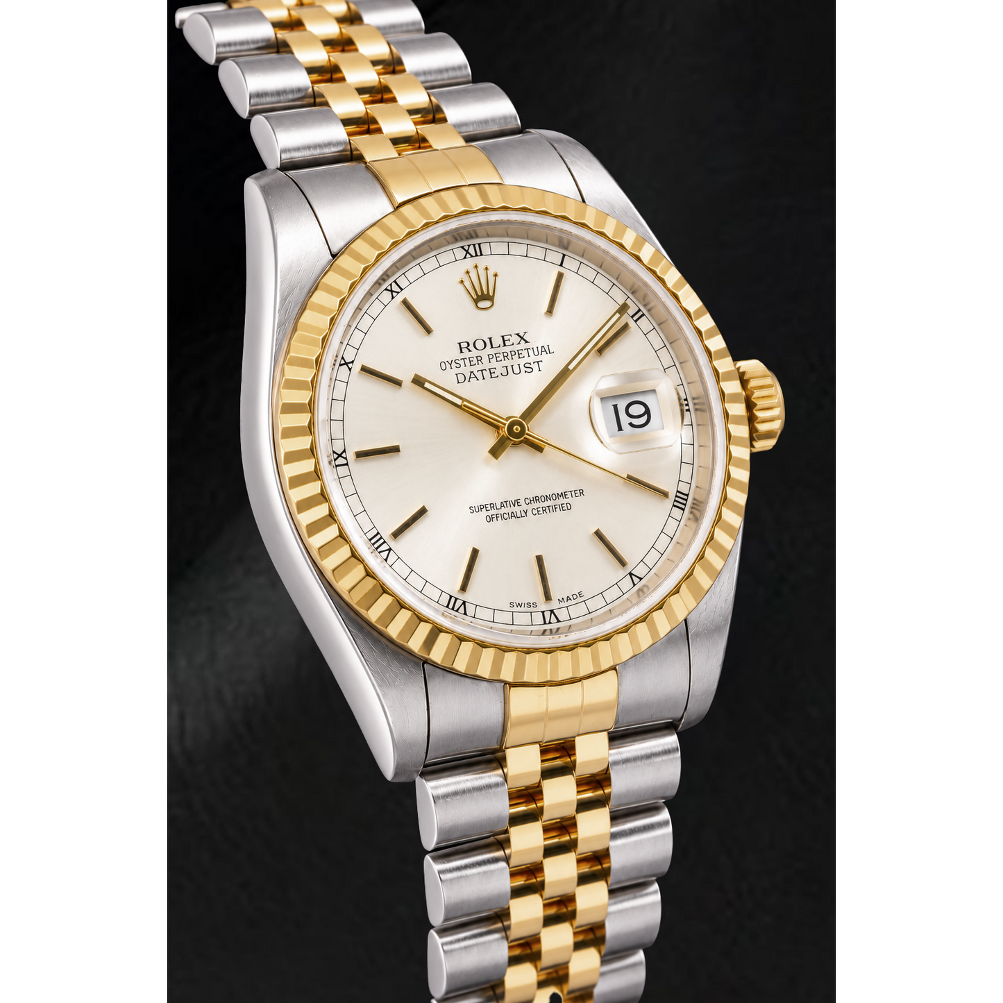 Rolex Datejust 16233 36 mm Orologio Bicolore con Quadrante Argento con Indici a Bastone