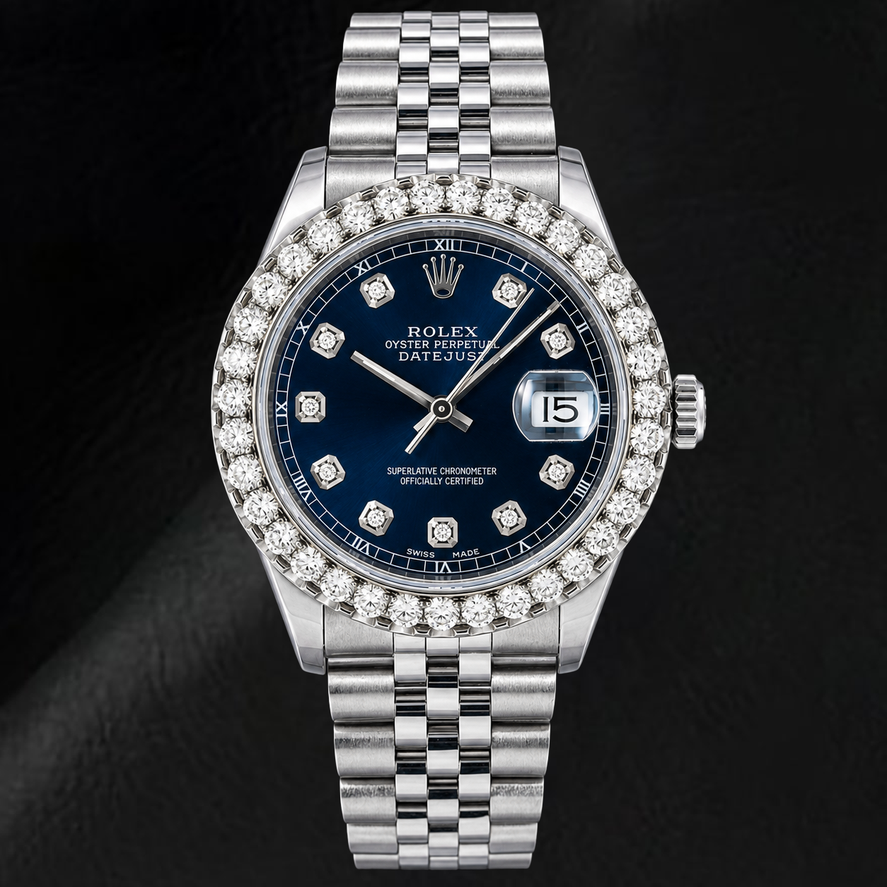 Rolex Datejust 16234 36mm Orologio in Acciaio Inossidabile con Quadrante Blu con Diamanti