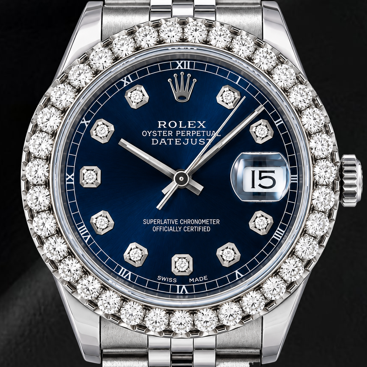 Rolex Datejust 16234 36mm Orologio in Acciaio Inossidabile con Quadrante Blu con Diamanti