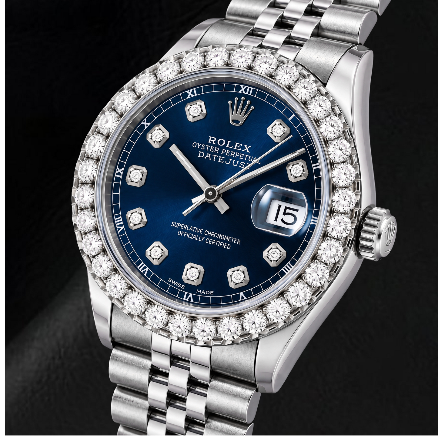 Rolex Datejust 16234 36mm Orologio in Acciaio Inossidabile con Quadrante Blu con Diamanti