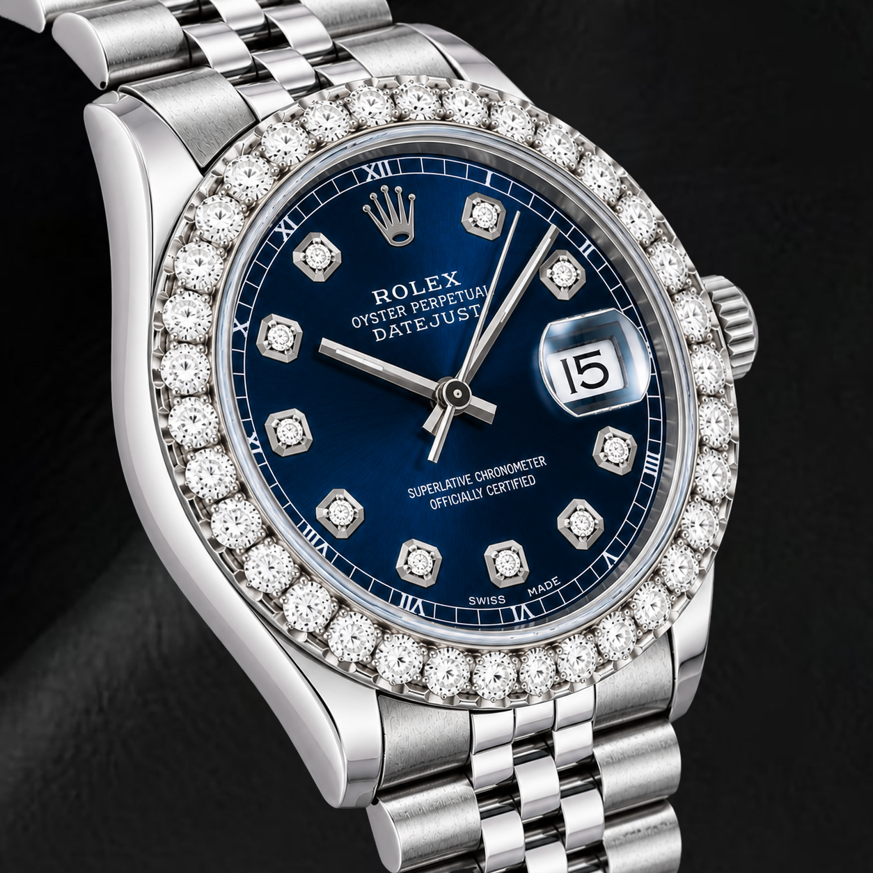 Rolex Datejust 16234 36mm Orologio in Acciaio Inossidabile con Quadrante Blu con Diamanti