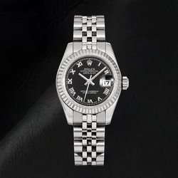 Rolex Datejust 179174 26 mm Orologio in Acciaio Inossidabile con Quadrante Nero e Numeri Romani