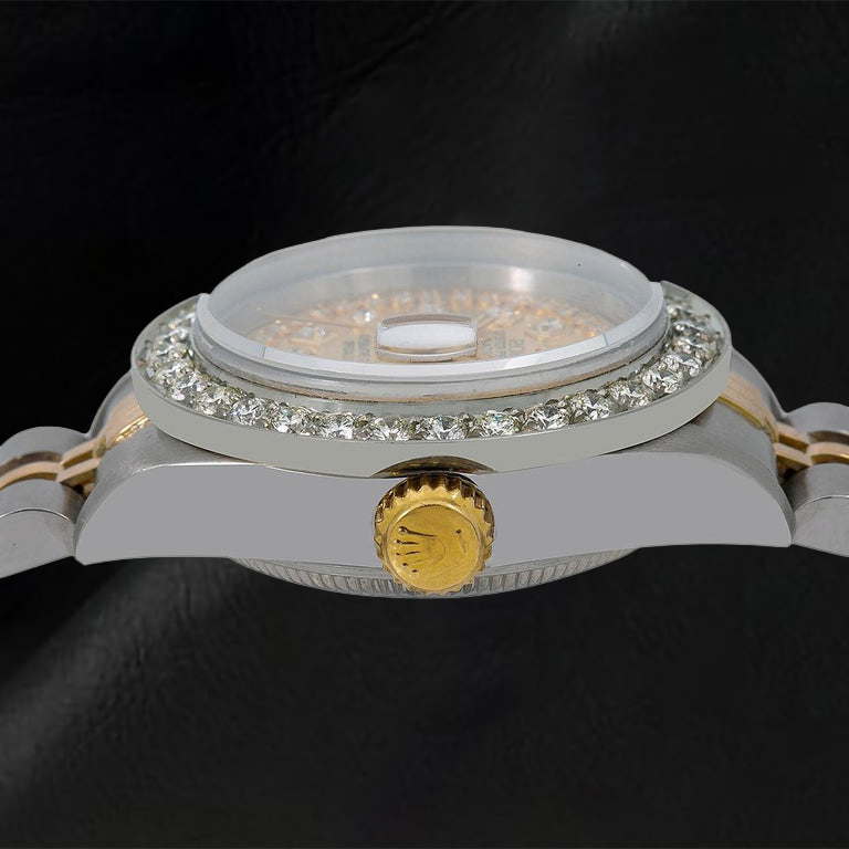 Rolex Datejust 26 mm 6917 Orologio Bicolore con Quadrante con Diamanti a Filo Champagne e Bracciale Jubilee