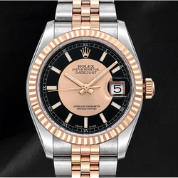 Rolex Datejust 36 mm 116231 Orologio con Quadrante Nero in Oro Rosa e Acciaio Inossidabile