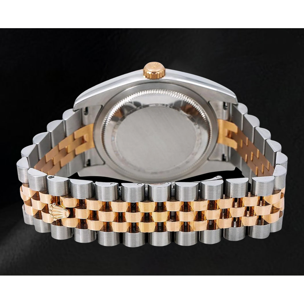 Rolex Datejust 36 mm 116231 Orologio con Quadrante Nero in Oro Rosa e Acciaio Inossidabile