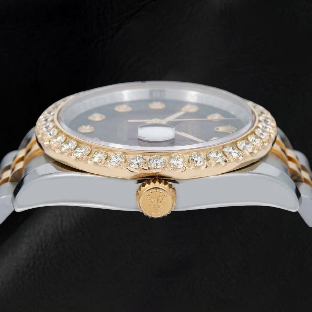Rolex Datejust 36 mm 116233 Orologio Bicolore con Quadrante Rosso con Diamanti e Lunetta con Diamanti