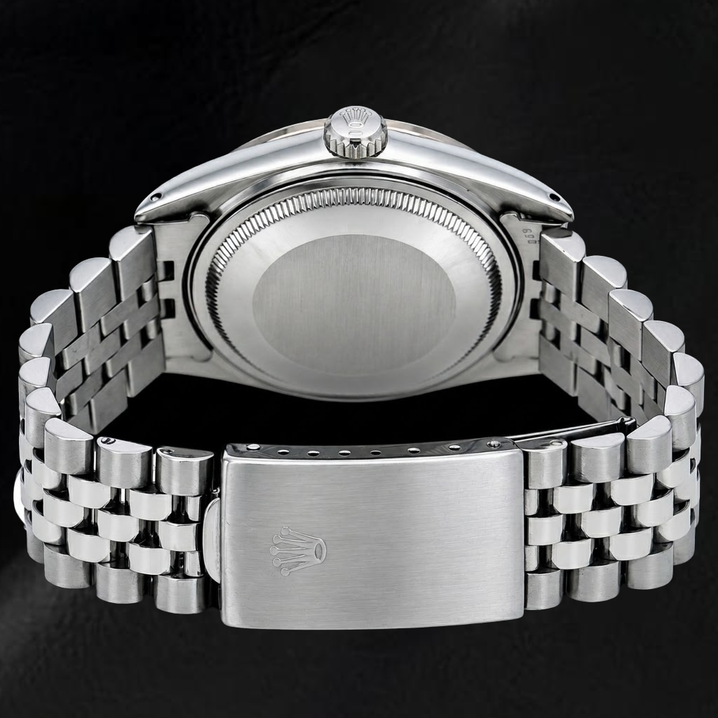 Rolex Datejust 36mm 1601 Orologio in Acciaio Inossidabile con Quadrante Blu con Diamanti e Lunetta con Diamanti